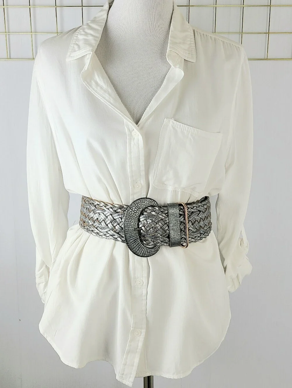 Linea Pelle Handmade Wide Oversized Braided Woven Genuine Leather Belt